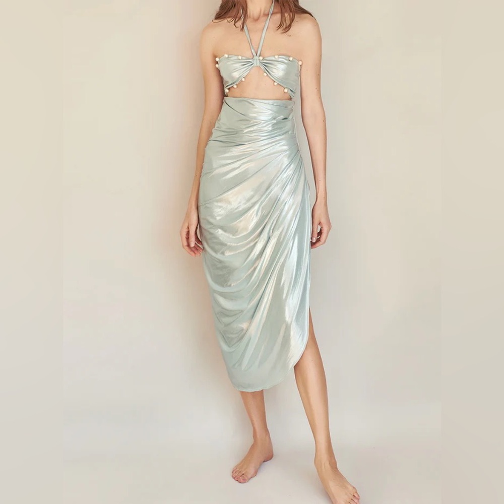 NWT Shiny Green Cartagena Dress Resort Wear - Picture 3 of 3